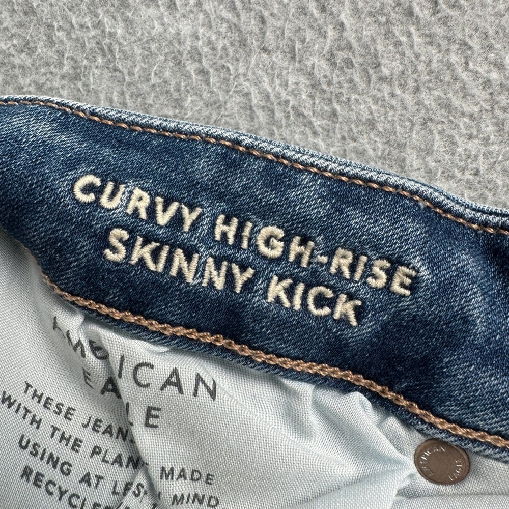 American Eagle Jeans Womens 6 Short Blue Curvy High-Rise Skinny Kick Stretch - Picture 3 of 11